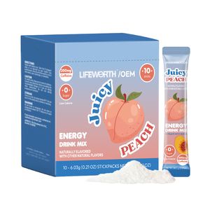 LIFEWORTH Doğal Kafein Enerji İçeceği Toz Paketleri Şekersiz L-Teanin B Vitaminleri Keto Go Çubukları OEM Yetişkinler İçin - Product Image 1