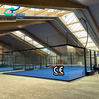 Terrain de padel panoramique avec verre CE, gazon synthétique CEP, éclairage 400W, tableau de scores électrique, triple galvanisation à chaud soudée au laser