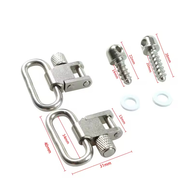 1 Inch Quick Release Steel Strap Connector Heavy Duty Tri Lock Outdoor Sports Backpack Gear Mount Silver 2Pcs Set