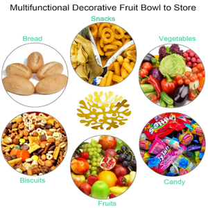 Boîte de rangement pour présentoir de fruits moderne et luxueux pour la maison panier à fleurs dorées et à fruits et légumes bol à fruits décoratif en acier inoxydable - Product Image 2