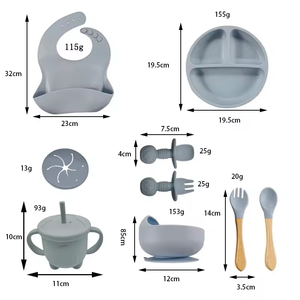Yeni BPA ücretsiz bebek Led sütten emme plaka kase kaşık önlükler sadelik ve temiz bağımsız besleme silikon bebek besleme seti - Product Image 3