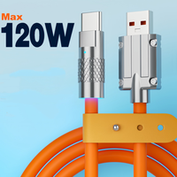 Câble de charge super rapide 1M 120W 6A en silicone liquide métallique, câble de données Micro USB Type-C pour iPhone OEM
