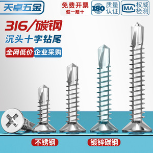 Tianzhuo Hardware Stainless Steel Countersunk Self Drilling <b>Screws</b> Phillips Head 410 Steel For <b>Plastic</b> Roofing - Product Image 5