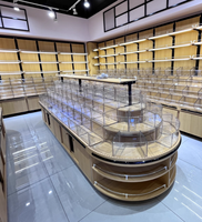 Meuble de présentation multi-niveaux pour snacks, comptoir de présentation en bois grainé pour supermarché, fruits secs, noix et bonbons, étagère alimentaire en bois