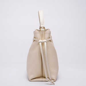 Bolsas Ladies Vegan PU Leather <span class=keywords><strong>Lichi</strong></span> Bucket Bag para mujer Casual Tote Office Travel White Handbag - Product Image 4