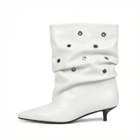 Nouvelles Bottes de Cowboy Rétro en Cuir pour Femme, Modèle 2026, Mi-Mollet, Bout Pointu, Tendance, Chaussures d'Extérieur pour l'Automne