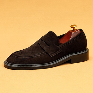 Zapatos de Vestir Negros de Ante Sintético para Hombre, con Punta Cuadrada, Sin Cordones, para Todas las Temporadas, Color Sólido, Suela de Goma, Envío Directo - Product Image 6