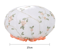 Grand bonnet de douche brodé réutilisable à deux couches Serviette de cheveux imperméable pour femmes pour tous types de cheveux, y compris longs bouclés droits