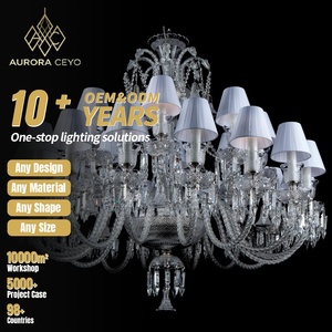 Lámpara de Araña de Cristal Decorativa Personalizada para Bodas, con Pantallas de Tela Blanca de Lujo, Estilo Baccarat - Product Image 1