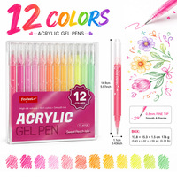 Lot de 12 marqueurs acryliques colorés pour l'art, le bricolage et la papeterie – Fournitures scolaires pour enfants – Stylo marqueur