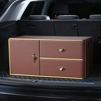 Organisateur de coffre de voiture haut de gamme en cuir, boîte de rangement de luxe pour coffre de voiture, grande capacité, robuste, simple et élégant pour SUV avec serrure