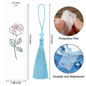 Marque-page acrylique de fleur de <span class=keywords><strong>naissance</strong></span> Signets de nom personnalisés avec des glands Marqueur de page mignon Cadeaux pour femmes Filles Amoureux des livres - Product Image 4