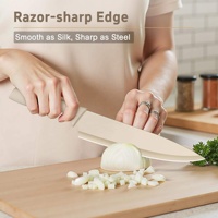 Ensemble de couteaux de cuisine en acier inoxydable 14 pièces avec manche en plastique, couteau à pain, ciseaux, éplucheur et étuis de sécurité
