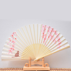 Kimono japonais Éventail Belle fleur de cerisier <span class=keywords><strong>Bambou</strong></span> peint Écologique Éventail pliant pour femme Style chinois Artisanat Cadeau Ornement - Product Image 5
