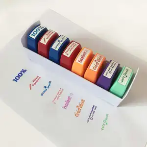 Modell 8028 Lehrer Spaß Kommentar Büro Stempel lichte mpfindliche Siegel Kinder Englisch ermutigen Plastiks tempel Set