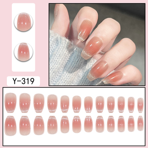 Temooi <span class=keywords><strong>Faux</strong></span> ongles avec de la colle de couleur rose avec de la poudre de paillettes pour les filles du fournisseur d'ongles d'origine - Product Image 5