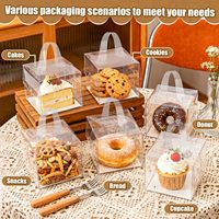 Boîtes de présentation suspendues transparentes imprimées sur mesure, feuilles de plastique PVC transparentes pour boîtes pliantes, boîtes cadeaux transparentes pour desserts et gâteaux avec poignée