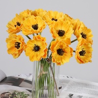 YOPIN-8035 Buket Bunga Poppy Buatan Sentuhan Asli PU 30cm untuk Dekorasi Ruang Tamu