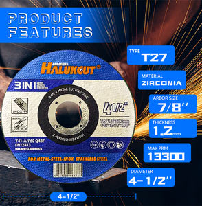 Disque de coupe abrasif en alumine à haute efficacité, certifié, 115x1x22 mm, 4,5 pouces, pour la coupe du métal, de l'acier et de l'acier inoxydable - Product Image 2