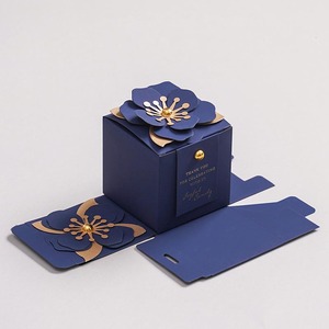 CSMD China Manufacturers Small <strong>Stuff</strong> Storage Box Square Shape DIY Sweet Parties Packaging Blue Cardboard Wedding Box for Candies - Product Image 4