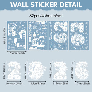 Autocollants géants réutilisables pour fenêtres de joyeux Noël autocollants décoratifs statiques et étanches PVC Kawaii décalcomanies de vacances - Product Image 6