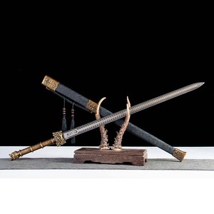 TRODTTI Épée Han ornée de style Qin, avec quincaillerie en bronze antique, lame en acier au carbone 1065 durable, fourreau en tissu noir de 103 cm - Product Image 1