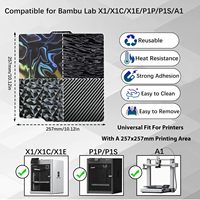 Plaque de construction pour Bambu Lab X1/X1C/X1E/A1/P1P/P1S 257*257mm PEO + PET + Ondulations de l'eau + Soie Flexible Ressort Acier Lisse Holographique