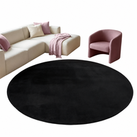 Bestseller Plüschiger Gemütlicher Runder Schwarzer Teppich Rutschfester Rücken Maßgefertigter Teppich für Arbeitszimmer Schlafzimmer Eingang Foyer Bodenteppich
