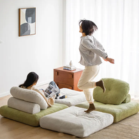 ATUNUS Canapé modulaire sectionnel japonais 1 place, inclinable, pour lecture et détente au sol, en tissu velours côtelé moderne, canapé paresseux individuel