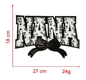 Nouvel arrivage : Patch NANA brodé en chenille et sequins, thermocollant, grande taille 27 cm - Product Image 2