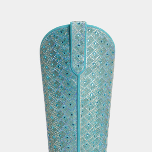WETKISS Stivali da Cowboy di Lusso con Strass <span class=keywords><strong>Blu</strong></span>, Tacco Grosso, Punta Affusolata, Altezza al Ginocchio, Stile Western per <span class=keywords><strong>Donna</strong></span>, Ideali per Feste - Product Image 5