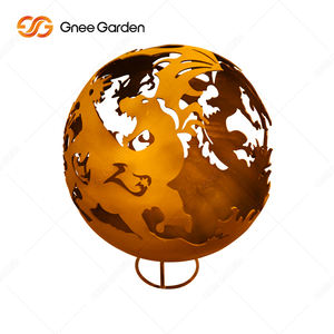 Jardín al aire libre dragón patrón oxidado Corten acero esfera fuego pozo bola redonda al aire libre Animal patrón fuego pozo - Product Image 5