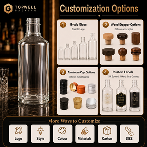 Botellas de Vidrio Transparentes Redondas Directas de Fábrica con Tapas de Aluminio, Botella de Vino de Vidrio de <span class=keywords><strong>5</strong></span> Litros para Whisky, Tequila, <span class=keywords><strong>Ron</strong></span> - Product Image 2