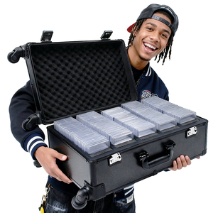 Oem có thể thu vào xử lý và bánh xe 5 khe cắm phân loại kinh doanh thể thao thu thẻ hiển thị slab trường hợp thẻ hiển thị Xe đẩy hộp lưu trữ - Product Image 2