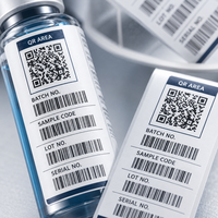 Étiquettes personnalisées étanches pour petits flacons de peptides avec code QR, autocollants pour emballage d'échantillons, impression OEM par lots avec code-barres
