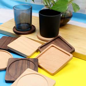 Sous-verres en bois Ys87 antidérapants avec logo gravé, sous-verres pour boissons en noyer et bambou, logo personnalisé, boîte cadeau ronde vide - Product Image 3