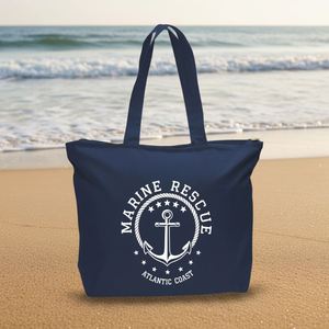 Bolsa de Lona Personalizada de 12 oz con Cierre, Gran Capacidad, Reutilizable, para Viajes, Playa, Uso Diario, Estilo Náutico, Souvenir - Product Image 1