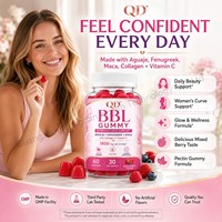 Gummies BBL sans sucre, véganes, à base de plantes naturelles, marque privée OEM ODM, 60 gummies/flacon pour la beauté quotidienne des hanches