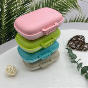 Caja de Almacenamiento Portátil con 8 Compartimentos Sellados, a Prueba de Humedad, Organizador de Pastillas de Paja de Trigo - Product Image 1