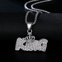 Collares con Colgante de Joyería Fina de Moda, Corona de Rey de Acero Inoxidable PVD con Moissanita estilo Hip Hop Iced Out, Chapado en Oro de 18K para Mujeres y Hombres