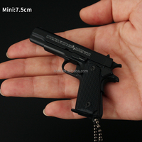 Model Pistol Mainan Logam Mini 70mm Tiktok No Fire, Bentuk Pistol Colt 1911 Beretta, Gantungan Kunci Peluru, Model Pistol untuk Anak Laki-laki