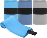 Serviette de sport portable en microfibre tissée, personnalisable avec logo, impression multicolore, pour la gym et l'entraînement, avec bande élastique