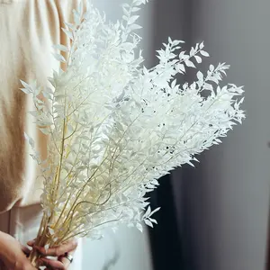 Rifornimento all'ingrosso della fabbrica Bouquet di fiori secchi di foglie rosse artificiali ricche di foglie