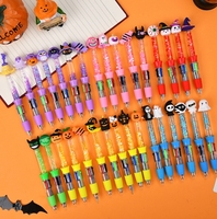 Stylo Gel Cartoon Halloween Quatre Couleurs Mignon Créatif Multicolore Stylo Bille Coloré à Bouton Poussoir pour Étudiant Pointe en Plastique 1.0mm
