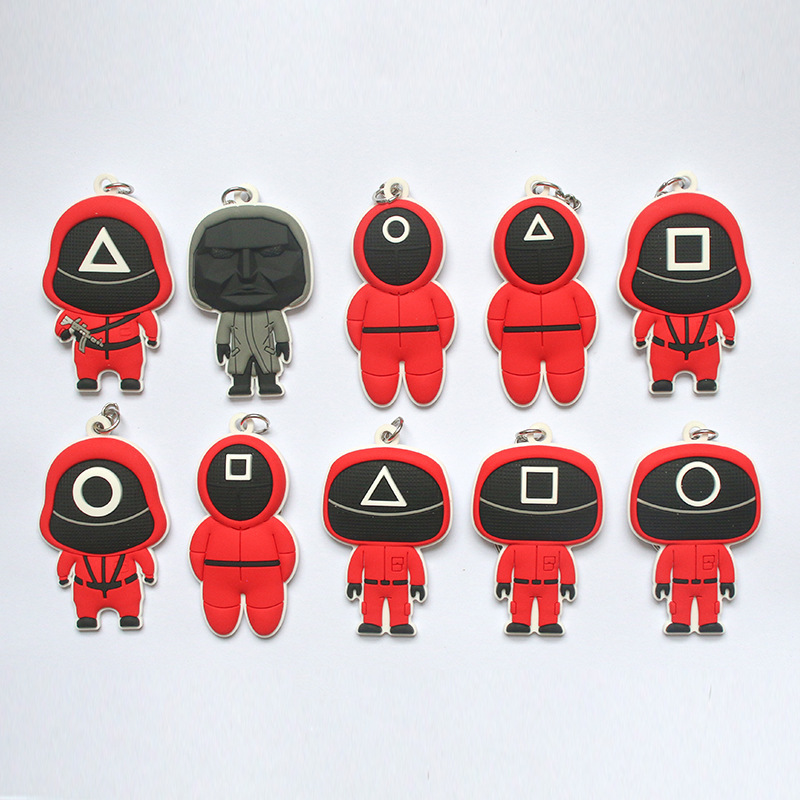 Лидер продаж на Amazon, брелок для ключей в виде игры кальмар, брелок для ключей в виде куклы лаверо, металлический брелок для ключей в виде мини-кальмара