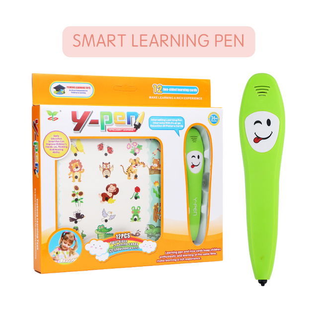 English Smart Learning Pen with 12Pcs Kids Flash Cards Educational Toy Intelligent Logic Learning Pen for Children