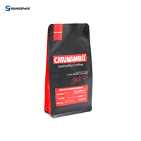 Sachet Doypack en Mylar noir avec valve pour café en grains, fond plat, en aluminium, 100G 150G 250G 500G 1Kg