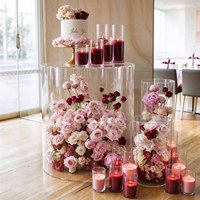 Socle cylindrique transparent en acrylique creux personnalisable, support rond pour gâteau, table pour mariage, décoration florale, banquet, fête