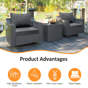 ชุดเบาะนั่งลึกสำหรับกลางแจ้งเบาะรองนั่งโพลีเอสเตอร์กันน้ำสำหรับลานบ้านพร้อมไส้โฟมแห้งเร็ว - Product Image 3