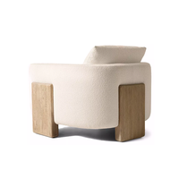 Fauteuil de luxe moderne sur mesure pour salon de villa, siège en forme de baril, structure en chêne massif, chaise individuelle en tissu écologique